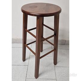 Sgabello noce scuro in legno gamba dritta h 68
