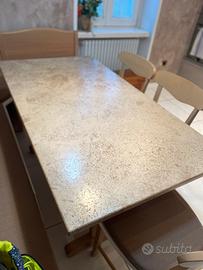 Tavolo in pietra e legno,massello