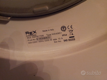 Sportello oblò lavatrice rext mod. Rwp6170w