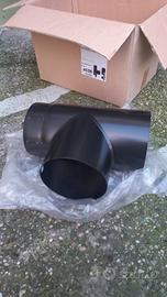 Tubo canna fumaria in ferro raccordo a T diam. 15