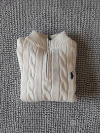 Maglione Ralph Lauren a trecce con mezza zip