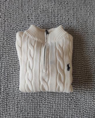 Maglione Ralph Lauren a trecce con mezza zip