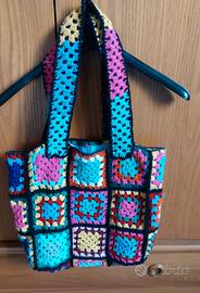 Borsa handmade uncinetto lana mattonelle 