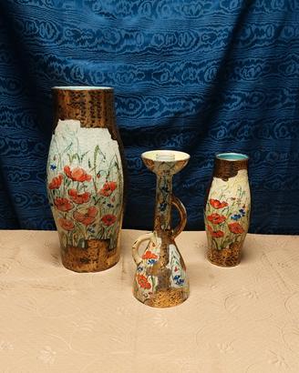 Set 2 Vaso E Candeliere Ceramica Mazzotti Giusepp