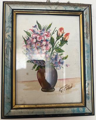 Quadro vaso fiori sulla tela Giuseppe Pelosi