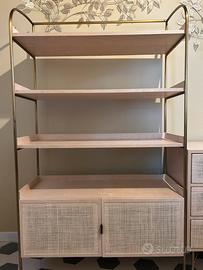 Libreria scaffale 2 ante impagliate rattan