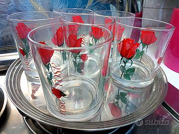 Set 6 bicchieri CERVE Vivaci rose rosse Acqua/Vino