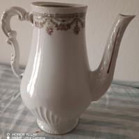 Antica Caffettiera Porcellana Decoro Rose e Oro Ri