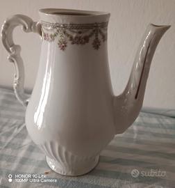Antica Caffettiera Porcellana Decoro Rose e Oro Ri