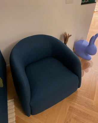 Poltrona Girevole Filomena Blu Topazio