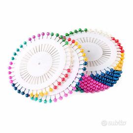 10 Rotoli Spilli da cucito testa colorata