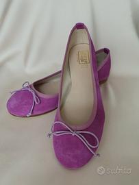 Scarpe rosa  lilla, ballerine, camoscio e pelle 38