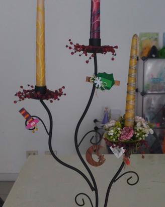 Portacandele decorativo in ferro battuto