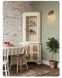 vetrinetta angolare legno restaurata shabby chic 