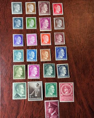 25 francobolli terzo Reich raffiguranti Adolf Hitl