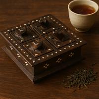 Scatola da tè India intagliata a mano madreperla