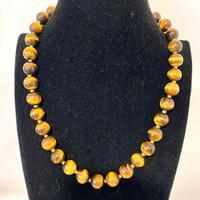 Collana 50cm vera pietra dura Occhio di Tigre 12mm