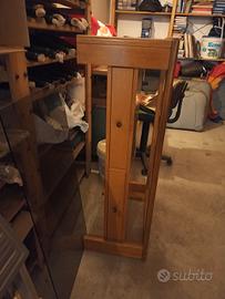 tavolino 60×110  in legno  con cristallo fumé 