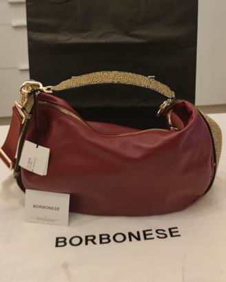 BORBONESE Borsa pelle borgogna + tapiro