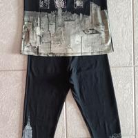 T-shirt+leggings donna nero c/stampa New York 