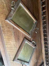 Vassoi vintage in legno e manici in metallo