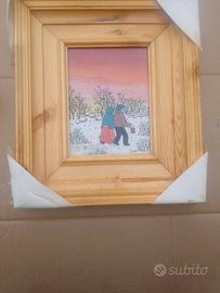 QUADRO NAIF-INVERNO/TRAMONTO PITTORE VIANEC 61/100