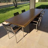 Tavolo  in legno rovere + gambe in ferro battuto