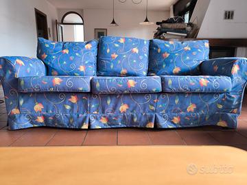 Divani 3 posti blu elettrico in microfibra – anche