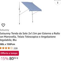 Outsunny tenda da sole 2x1,5mt