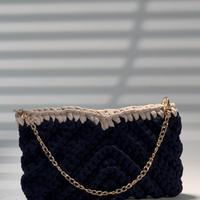 Borsa Uncinetto - RecTriangle Blu Beige