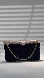 Borsa Uncinetto - RecTriangle Blu Beige