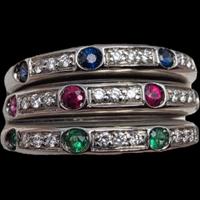 ANELLO ORO DIAMANTI ZAFFIRI RUBINI SMERALDI