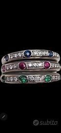 ANELLO ORO DIAMANTI ZAFFIRI RUBINI SMERALDI