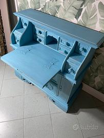 Ribalta shabby azzurra decapè scrittoio shabby