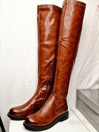 👢STIVALI DONNA N.39 SOPRA IL GINOCCHIO CAMEL