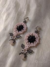 Orecchini Cin pietre Quarzo Rosa Naturale Girasole