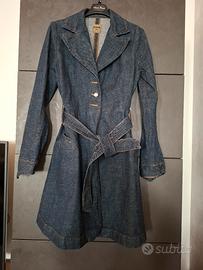 Trench jeans blu scuro donna ragazza 42 nuovo