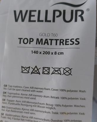 Topper materasso memory foam Wellpur 140x200x8
