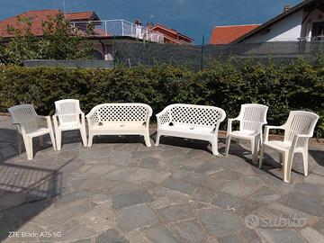 Set da Giardino esterno 2 panchine 4 sedie