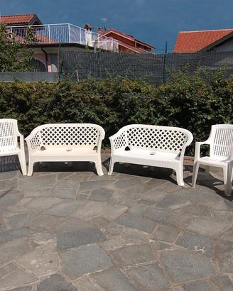 Set da Giardino esterno 2 panchine 4 sedie