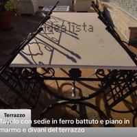 Tavolo ferro battuto artigianale sedie,piano marmo