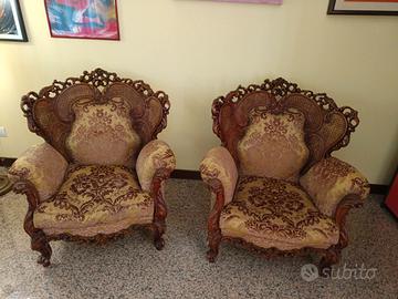 Coppia di Poltrone Vintage in Stile Barocco
