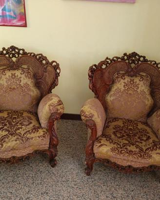 Coppia di Poltrone Vintage in Stile Barocco