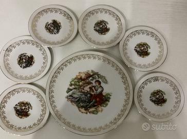 Servizio piatti Vintage Bordo Oro Decoro Romantico
