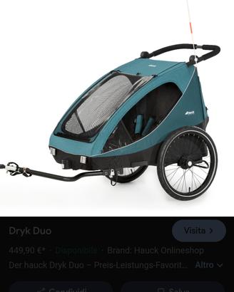 Rimorchio bici Hauck modello Dryk Duo