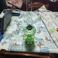 Lampada a petrolio in uranium glass