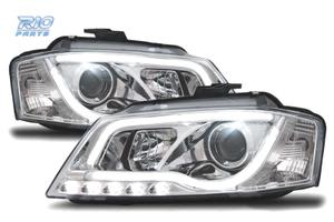 FARI AUDI A3 8P 08-12 LUCE DIURNA A TUBO FONDO CRO