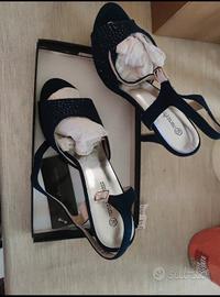 sandali Marta Marzotto scamosciati bleu con strass