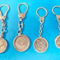4 portachiavi con 500 lire in argento 