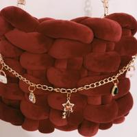 borsa marshmallow in velluto bordeaux 